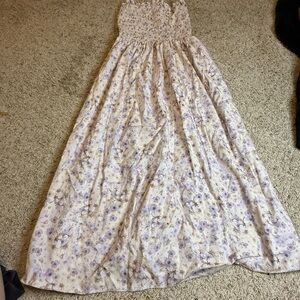 H&M Cream Strapless Smocked Sundress for Resort Wear